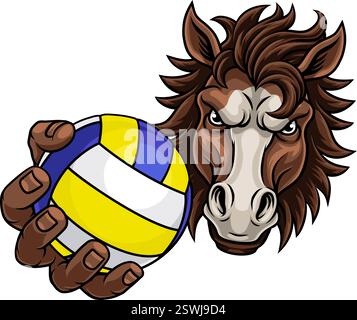 Mascotte sportiva di pallavolo Mustang Stallion Illustrazione Vettoriale