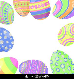 Cornice per uova di Pasqua per le vacanze primaverili, bordo Illustrazione Vettoriale