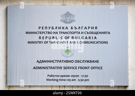 Ministero dei trasporti e delle comunicazioni, Front Office dei servizi amministrativi, ente governativo, servizio pubblico, Bulgaria, Balcani, Europa, UE Foto Stock