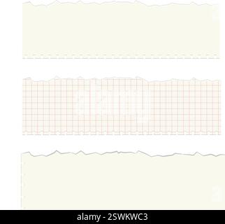 Una collezione di pezzi di carta strappati a scacchi e puliti con diverse forme e dimensioni. Collage grunge moderno per uno stile artistico contemporaneo. Brutali Illustrazione Vettoriale