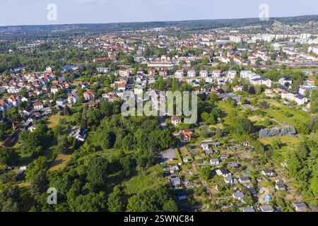 Vista aerea dalla direzione di Koetitz alla città, Coswig, Sassonia, Germania, Europa Foto Stock