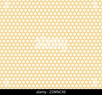 Sfondo celle esagonali a nido d'ape. Colore arancione su sfondo corrispondente. Motivo a mosaico esagoni arrotondati e audaci. Profili esagonali. Motivo senza cuciture. Illustrazione Vettoriale