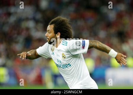 Kiev, Ucraina. 26 maggio 2018. Marcelo Vieira da Silva Junior del Real Madrid visto in azione durante la finale di UEFA Champions League 2018 tra il Real Madrid e il Liverpool allo Stadio Olimpico di Kiev. Punteggio finale; Real Madrid 3:1 Liverpool. (Foto di Grzegorz Wajda/SOPA Images/Sipa USA) credito: SIPA USA/Alamy Live News Foto Stock