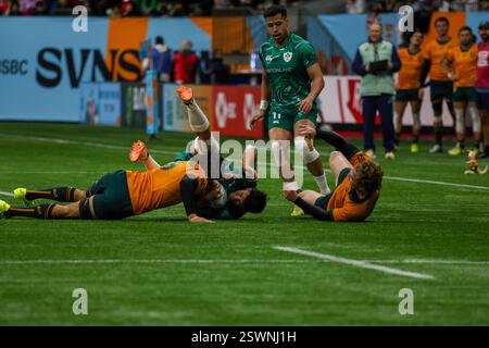 Vancouver, Vancouver, British Columbia, Canada. 21 febbraio 2025. Partita maschile delle World Rugby Sevens Series tra Sudafrica e Irlanda al BC Place Stadium di Vancouver, Canada, il 21 febbraio 2025. (Foto di Tomaz Jr/Pximages) (immagine di credito: © Tomaz Jr/PX Imagens via ZUMA Press Wire) SOLO PER USO EDITORIALE! Non per USO commerciale! Foto Stock