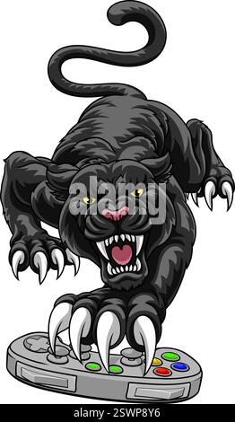 Mascotte Black Panther Leopard Gamer Sports Team Illustrazione Vettoriale