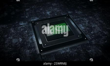 La tecnologia digitale pakistana segnala cyber-on sulla CPU del computer in background. Illustrazione del concetto di attacco cibernetico e spionaggio su banner pakistani. Foto Stock