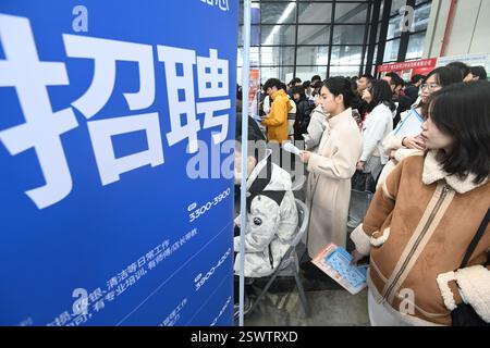 Gli amanti del lavoro cercano opportunità di lavoro alla Spring Talent Exchange 2025 di Nanning, nella regione autonoma del Guangxi Zhuang nella Cina meridionale, 22 febbraio 2025. Foto Stock