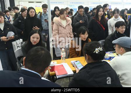 Gli amanti del lavoro cercano opportunità di lavoro alla Spring Talent Exchange 2025 di Nanning, nella regione autonoma del Guangxi Zhuang nella Cina meridionale, 22 febbraio 2025. Foto Stock