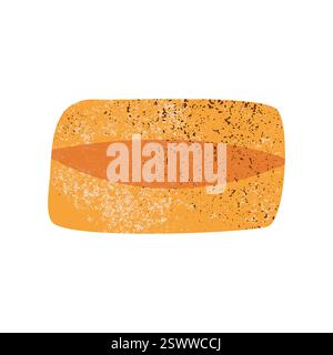 Pane ciabatta fresco. Pane tradizionale italiano con crosta croccante, sano prodotto da forno biologico per colazione, delizioso pane integrale cotto al forno Illustrazione Vettoriale