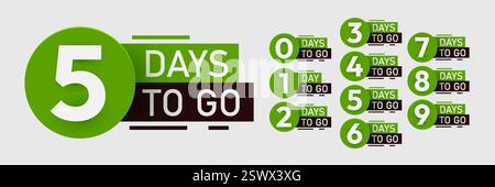 Banner Countdown Left Days. Sconti e tempi di vendita. Nove, otto, sette, sei, cinque, quattro, tre, due, uno, zero giorni rimasti. Illustrazione vettoriale Illustrazione Vettoriale