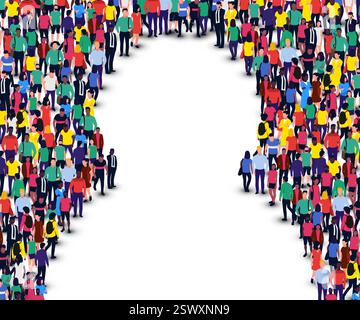 un grande gruppo di persone in forma umana. Illustrazione Vettoriale