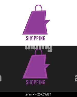 Modello di design del logo del negozio online, carrello della spesa e concetto di design del logo della borsa del negozio Illustrazione Vettoriale