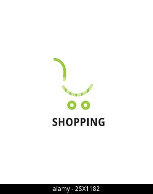 Logo carrello, logo carrello, disegno logo shopping per il business online, illustrazione vettoriale Illustrazione Vettoriale