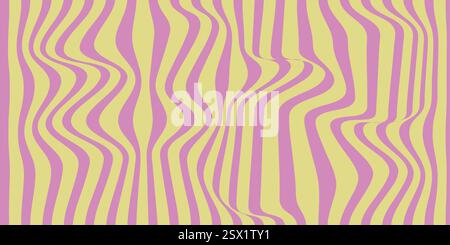 Vivace motivo astratto con linee ondulate rosa e gialle Illustrazione Vettoriale