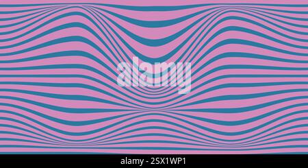 Sfondo grafico ottico ondulato blu astratto e rosa Illustrazione Vettoriale