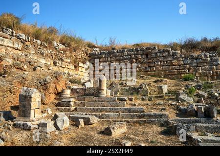 Rovine di pietra dell'antica città di Aptera sull'isola greca di Creta, Grecia Foto Stock