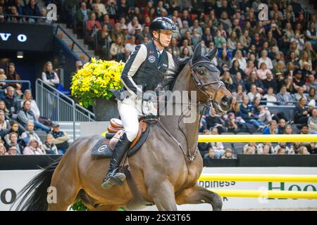 Gothenburg, Svezia. 22 febbraio 2025. Partecipante al Gothenburg Trophy durante lo spettacolo ippico di Gothenburg. Crediti: Per Ljung/Alamy Live News Foto Stock