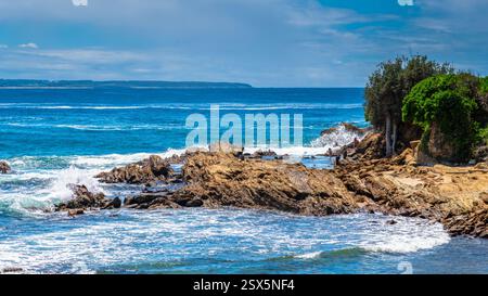 Estate in riva al mare a Bermagui nella contea di Eurobadalla sulla costa meridionale del nuovo Galles del Sud, Australia. Foto Stock
