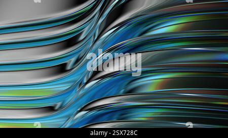 Rifrazione cromata viola blu lusso acquoso linee moderne sfondo astratto illustrazione 3d di alta qualità Foto Stock