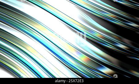 Blu viola rifrazione cromata acquosa moderna curva artistica sfondo astratto illustrazione 3d di alta qualità Foto Stock