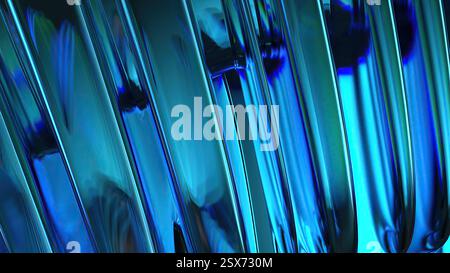 Blu viola rifrazione cromata acquosa effetto curvo artistico moderno sfondo astratto illustrazione 3d di alta qualità Foto Stock