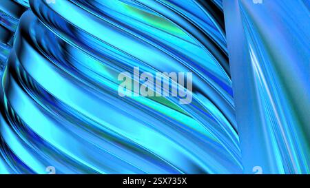 Rifrazione cromata viola blu acquosa delicato sfondo artistico lineare astratto di alta qualità illustrazione 3d. Foto Stock
