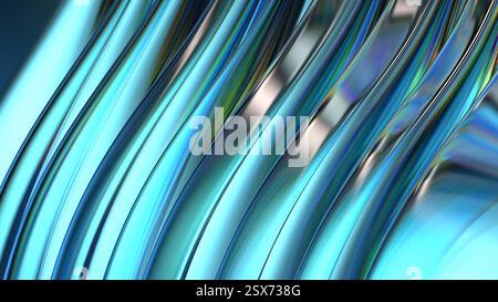 Rifrazione cromata viola blu acquosa moderna delicatezza sfondo astratto illustrazione 3d di alta qualità Foto Stock