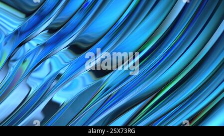 Rifrazione cromata viola blu lusso acquoso sfondo astratto delicato illustrazione 3d di alta qualità Foto Stock