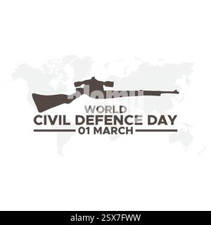 Giornata Mondiale della difesa civile, illustrazione vettoriale di saluto, giornata Mondiale della difesa civile, osservata il 1° marzo, sottolinea l'importanza del civile Illustrazione Vettoriale