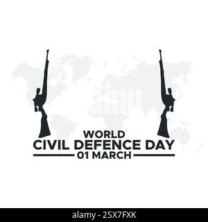 Giornata Mondiale della difesa civile, illustrazione vettoriale di saluto, giornata Mondiale della difesa civile, osservata il 1° marzo, sottolinea l'importanza del civile Illustrazione Vettoriale