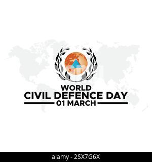 Giornata Mondiale della difesa civile, illustrazione vettoriale di saluto, giornata Mondiale della difesa civile, osservata il 1° marzo, sottolinea l'importanza del civile Illustrazione Vettoriale