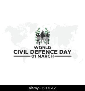 Giornata Mondiale della difesa civile, illustrazione vettoriale di saluto, giornata Mondiale della difesa civile, osservata il 1° marzo, sottolinea l'importanza del civile Illustrazione Vettoriale