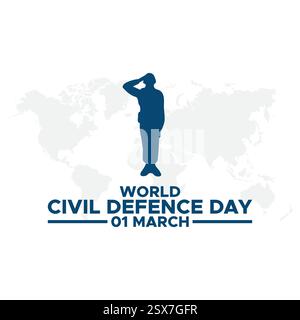 Giornata Mondiale della difesa civile, illustrazione vettoriale di saluto, giornata Mondiale della difesa civile, osservata il 1° marzo, sottolinea l'importanza del civile Illustrazione Vettoriale