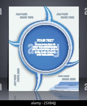 Layout brochure aziendale. Volantino, modello o copertina di una rivista, modello di sito Web, colore blu. Illustrazione Vettoriale