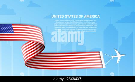 bandiera americana a forma di nastro per la giornata nazionale Illustrazione Vettoriale