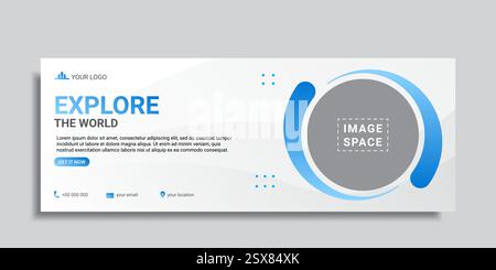 design di copertina o banner web per i social media di viaggio Illustrazione Vettoriale