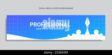 Modello di banner LinkedIn per designer professionisti Illustrazione Vettoriale