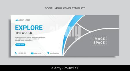 design di copertina o banner web per i social media di viaggio Illustrazione Vettoriale