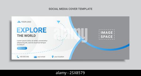 modello di copertina o banner web per i social media di viaggio Illustrazione Vettoriale