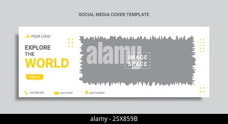 design di copertina o banner web per i social media di viaggio Illustrazione Vettoriale