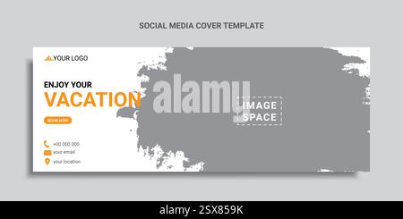 design di copertina o banner web per i social media di viaggio Illustrazione Vettoriale