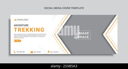 design della copertina o banner web per i social media di adventure trekking Illustrazione Vettoriale