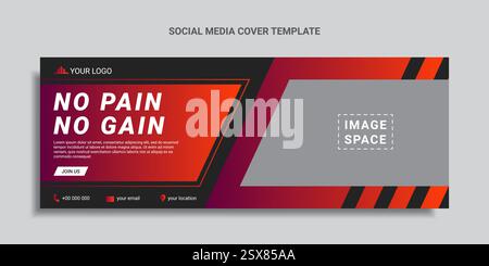 design della copertina dei social media o banner web per il fitness Illustrazione Vettoriale