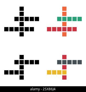 Set di icona concetto Crossword, grafica cross Word, illustrazione vettoriale web flat . Illustrazione Vettoriale