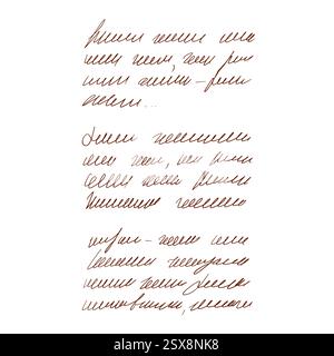 Lettera di poesia scritta a mano. Nota in versi di testo a mano libera. Bozza ruvida di scarabocchio illeggibile scritta con penna isolata su sfondo bianco. Corsivo illeggibile Illustrazione Vettoriale