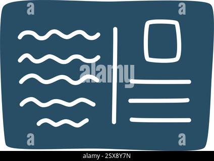 Icona da cartolina con lettera Doodle disegnata a mano in uno stile minimalista moderno Illustrazione Vettoriale