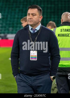 Edimburgo, Scozia, Regno Unito. 29 novembre 2024: Scozia donne contro Finlandia donne nella finale dei play-off del Campionato europeo femminile UEFA. Foto Stock