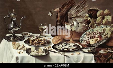 CLAESZ., Pieter (nato CA. 1597, Steinfurt, d. 1661, Haarlem) natura morta con Turkey-Pie - Oil on Wood Rijksmuseum, Amsterdam --- parole chiave: --------------- Autore: CLAESZ., Pieter Title: Still-Life with Turkey-Pie Time-line: 1601-1650 Scuola: Olandese Form: Painting Type: Still-Life Foto Stock