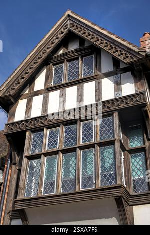 Architettura Stratford Upon Avon all'edificio in stile Tudor Henley Room in Henley Street. Un'ex casa del college. Inghilterra, Regno Unito Foto Stock
