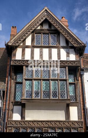 Architettura Stratford Upon Avon all'edificio in stile Tudor Henley Room in Henley Street. Un'ex casa del college. Inghilterra, Regno Unito Foto Stock